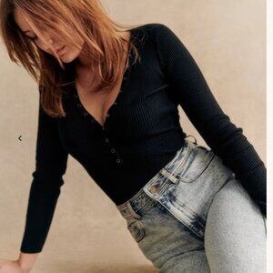 SEZANE Hannah Bodysuit Black M